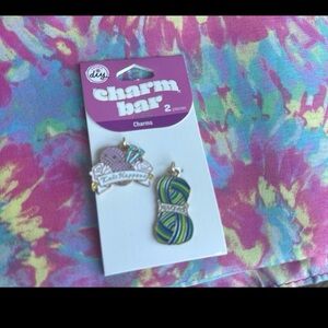 Women’s Yarn & Knitting Charm Bracelet Charms - Pink & Green